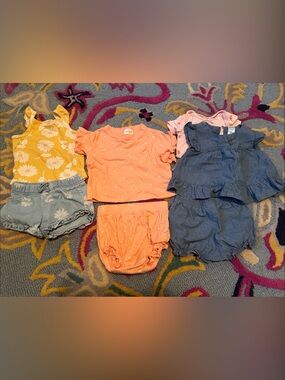 Carter's Girls 3 Matching Two-Piece Sets in Yellow, Coral, Denim Blue